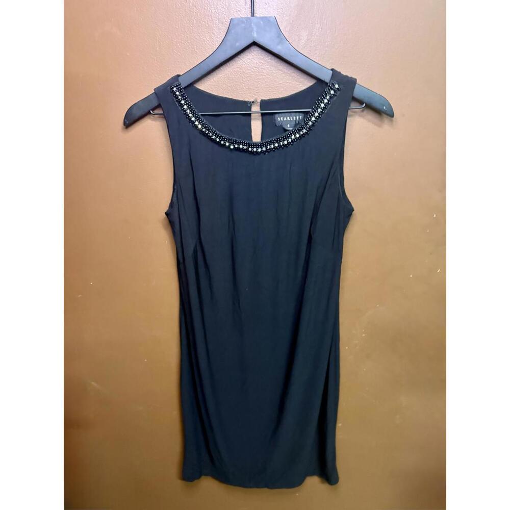Scarlett Black Beaded Neckline Sleeveless Dress
